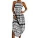 Enwejyy Ladies Vacation Casual Sleeveless Geometric Dress Summer Beach Women Knit Mid Calf Dress