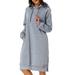 UKAP Women's Casual Pockets Hoodies Dress Long Sleeve Solid Color Sweatshirt Long Top Maxi Dress Ladies Autumn Casual Baggy Pullover Dress