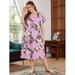 Women's Plus Size Floral V-neck Batwing Sleeve Nightdress