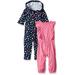 Carter's Baby Girls' 2-Pack One-Piece Romper, Navy Heart/Pink Dot, 18 Months