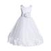 Ekidsbridal White Floral Rose Petals Tulle Flower Girl Dress Wedding Tulle Dresses Pageant Dresses Ball Gown Special Occasions Dresses Easter Summer Dresses Holiday Dresses Toddler Girl Dresses 007