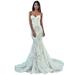 Winnereco Wedding Women Off Shoulder Fishtail Dress V Neck Formal Lace Dresses (XL)