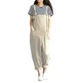 Sexy Dance Women Cotton Jumpsuit Romper Casual Loose Bib Overall Pants Ladies Lounge Wear Trousers with Pockets Light Khaki XL