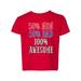 Wild Bobby, 50% Mom 50% Dad 100% Awesome, Humor, Toddler Crew Graphic Tees, Red, 4T