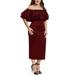 Avamo Women Plus Size Sexy Strapless Dress Slim Fit Ruffle Upper Flounce Layer Dress