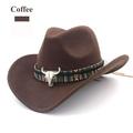 New Ethnic Style Western Cowboy Hat Women's Wool Hat Jazz Hat Western Cowboy Hat Coffee