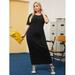 Women's Plus Size Slit Back Fitted Dress