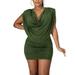 Womens Mini Dresses Sundresses Plain Bodycon Clubwear Sexy Sleeveless Wrap Casual