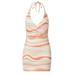 Sunisery Women Stripe Dress Halter Dress Backless V-Neck Bodycon Dress