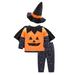 4Pcs Infant Toddler Baby Boy Girl Halloween Costumes Pumpkin Smile Top+Stars Long Pant+Wizard Hat Outfit Clothes (2-3 Years)