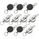 GOGO Steel Wire Cord Retractable Reel Belt Clip Loop Clasp Key Ring Keychain for Business School Church Confrences-Black and Silver 10