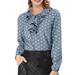 Allegra K Women's Ruffle Neck Long Sleeve Polka Dots Blouse Shirt