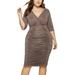 Sexy Dance Fashion Plus Size Pleated Dress for Women Solid Color Stretch Dresses V Neck Bohemia Ruched Wrap Sundress