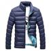 EleaEleanor Men Retro Solid Color Thick Cotton Winter Stand Collar Down Zipper Bomber Jacket Casual Coats