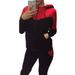 Womens 2 Pcs Tracksuit Hoodie Sweatshirt Pants Set Sport Jogger Color Block Suit