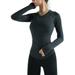 UKAP Womens Gym Yoga Plain Blouse Workout Run Fitness Long Sleeve Shaper Activewear Ladies Quick Drying yoga Wear Top Wirefree Workout Clothes