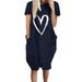 Womens Summer Love Heart Ladies T-Shirt Dress Casual Loose Mini Dresses