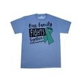 Inktastic Our Family Fights Together PTSD Awareness Teal Ribbon Adult T-Shirt Male Columbia Blue XXL