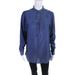 Michael Michael Kors Womens Chambray Mock Neck Blouse Blue Size Small