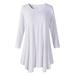 Sexy Dance Plus Size Lady Long Sleeve Tunic T Shirt Round Neck Pleated Hem Blouse Womens Plain Color bottoming Pullover Tops Casual Loose Tee Shirt