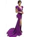 Daciye Women Deep V Neck Maxi Gown Split Party Tunic Long Dresses (Purple XL)