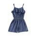 Calsunbaby Little Girls Casual Romper Classic Solid Color Ruffles U-neck Sleeveless Suspender Short Jumpsuit