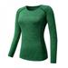[Big Save!]Women Cozy Quick Dry Tops Compression Base Layer Athletic Long Sleeve T-Shirts Sports For Running Cycling Fitness Yoga Gym Green S