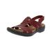 Clarks Womens Leisa Vine Leather Studded Slingback Sandals Red 9 Narrow (AA,N)