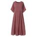 ZANZEA Women Polka Dot Round Neck Long Dress Ladies Baggy Kaftan Maxi Dress Sundress