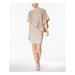 R&M RICHARDS Womens Beige Sequined Cape Jewel Neck Above The Knee Sheath Cocktail Dress Size 6P