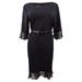 Connected Women's Petite Belted Chiffon Bell-Sleeve Dress