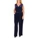 Women's Plus Size Sleeveless Faux Wrap Velvet Jumpsuit