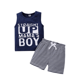 Binwwede Toddler Baby Boy Clothes Mama's Boy Tees Tank Tops+Stripes Short Pants Outfit Set Baby Boy Summer Clothing Set MHX