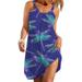 Colisha Boho Dresses for Women Summer Beach Sundress Sleeveless Tank Dress Plain Pleated Vest T-shirt Dress Casual Baggy Mini Dress Beach Bikini Swimsuit Coverup