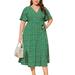 UKAP Summer V Neck Dress Casual Short Sleeve Polka Dot Printed Sundress Leisure Baggy Classic Fit Flare Dress