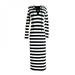 Left wind Women Casual Fashion Stripes Print Hoodie Dress Long Sleeve Female Loose Long Maxi Dresses White