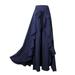 JANDEL Women Fashion Tie-Waist Wrap Skirts Pants Casual Navy Chiffon Ruffle Wide Leg Loose Dress
