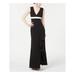 CALVIN KLEIN Womens Black Embellished Sleeveless V Neck Maxi Shift Formal Dress Size 16