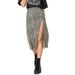 Women's Leopard Skirts Bohemia Mid-calf Skirt Streetwear Casual High Waist Split Skirt