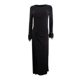 Calvin Klein Women's Plus Size Feather-Cuff Ruched Gown