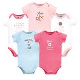 Hudson Baby Baby Girl Cotton Bodysuits, 5-Pack