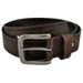 Nemesis Dark Brown Embossed Logo and Stripes Geniune Leather Belt