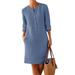 Women Plus Size Linen Look Casual T-Shirt Dress Casual Beach Sundress