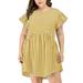 Sexy Dance Women Plus Size Dress Striped Ruffle Casual Dress Short Sleeve Crew Neck High Waist Dress