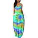 Womens Tie Dye Gradient Sleeveless Maxi Long Shift Dress Summer Casual Sundress