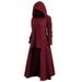 Women's retro loose O-neck long-sleeved hooded long dress solid color long jacket ladies casual large size