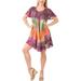 HAPPY BAY Women's Beach Dress Tunic Top T-Shirt Swing Dress Caftan Hand Tie Dye A