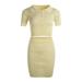 Musuos Women Sexy Suit/Dress Short Sleeve Ribbed Knit Crop Tops+Pencil Skirts