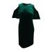 CALVIN KLEIN Womens Green Cold Shoulder Velvet Short Sleeve Crew Neck Knee Length Cocktail Dress Plus Size: 20W