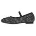 bebe Toddler Girls Ballet Flats Size 5 Elastic Strap Chunky Glitter Black Silver